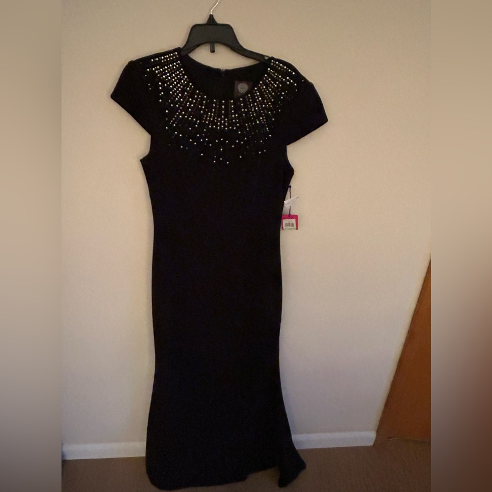 beautiful black with jewel detail ladies size 8 long dress